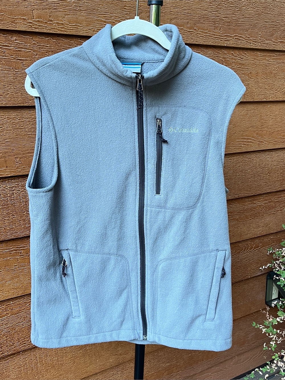 Columbia Fast Trek Outdoor Gray Black Fleece Vest Men’s Medium